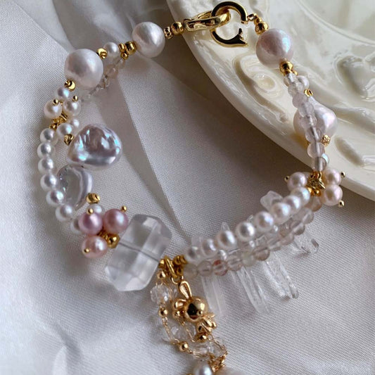 Celestial Dewdrop Natural Baroque Pearl & Clear Quartz Bracelet (2).jpg