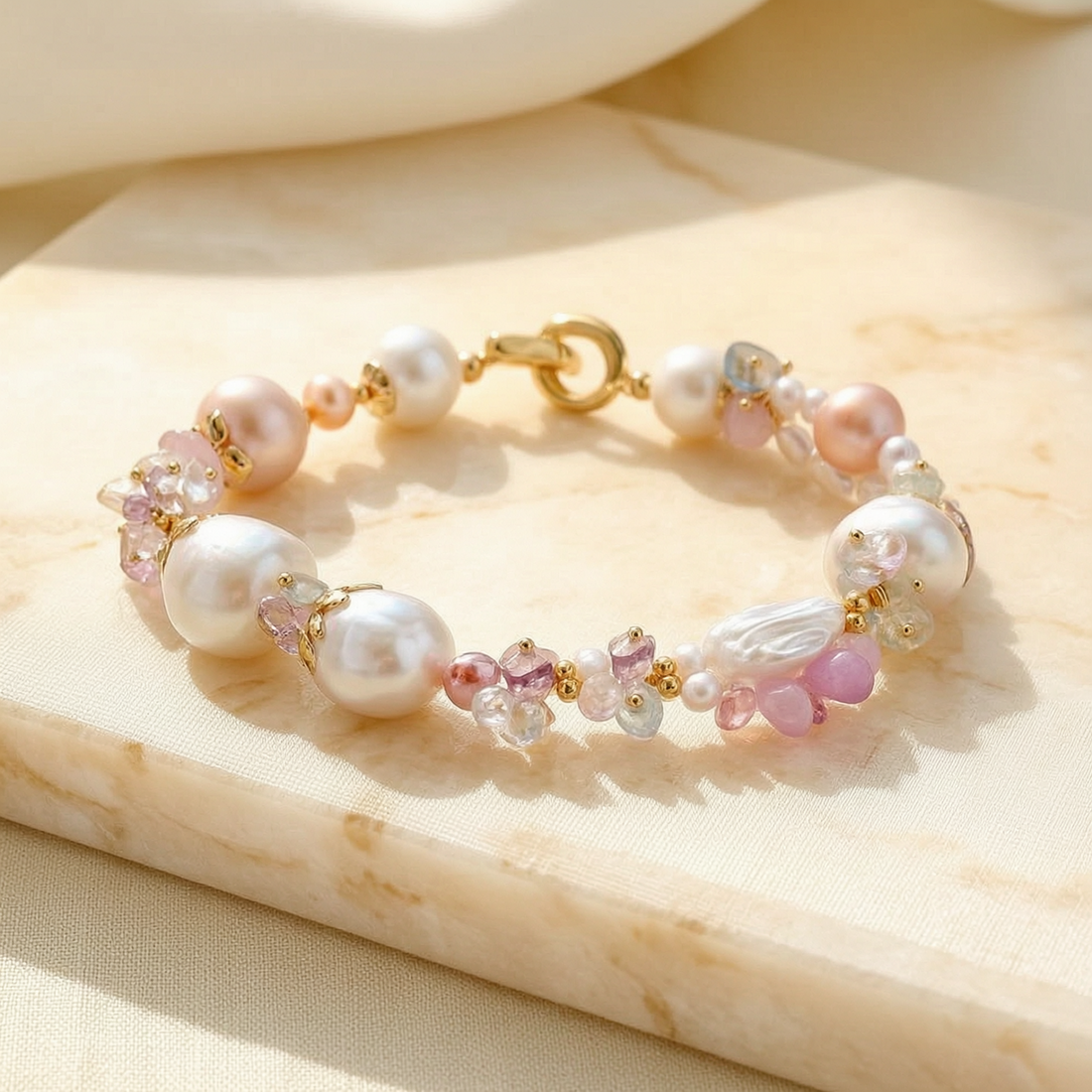 What Makes Baroque Pearls Unique? A LiraGee Guide featuring freshwater baroque pearls in an elegant editorial setting
