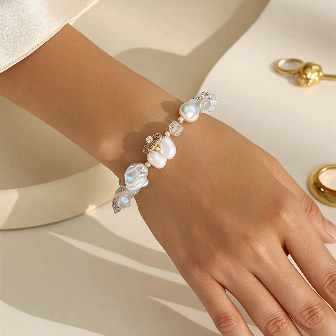Baroque Pearl Quality Guide featuring freshwater baroque pearls in an elegant editorial setting