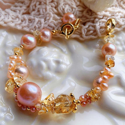 Auroral Dawn Pink Baroque Pearl & Citrine Bracelet (1).jpg