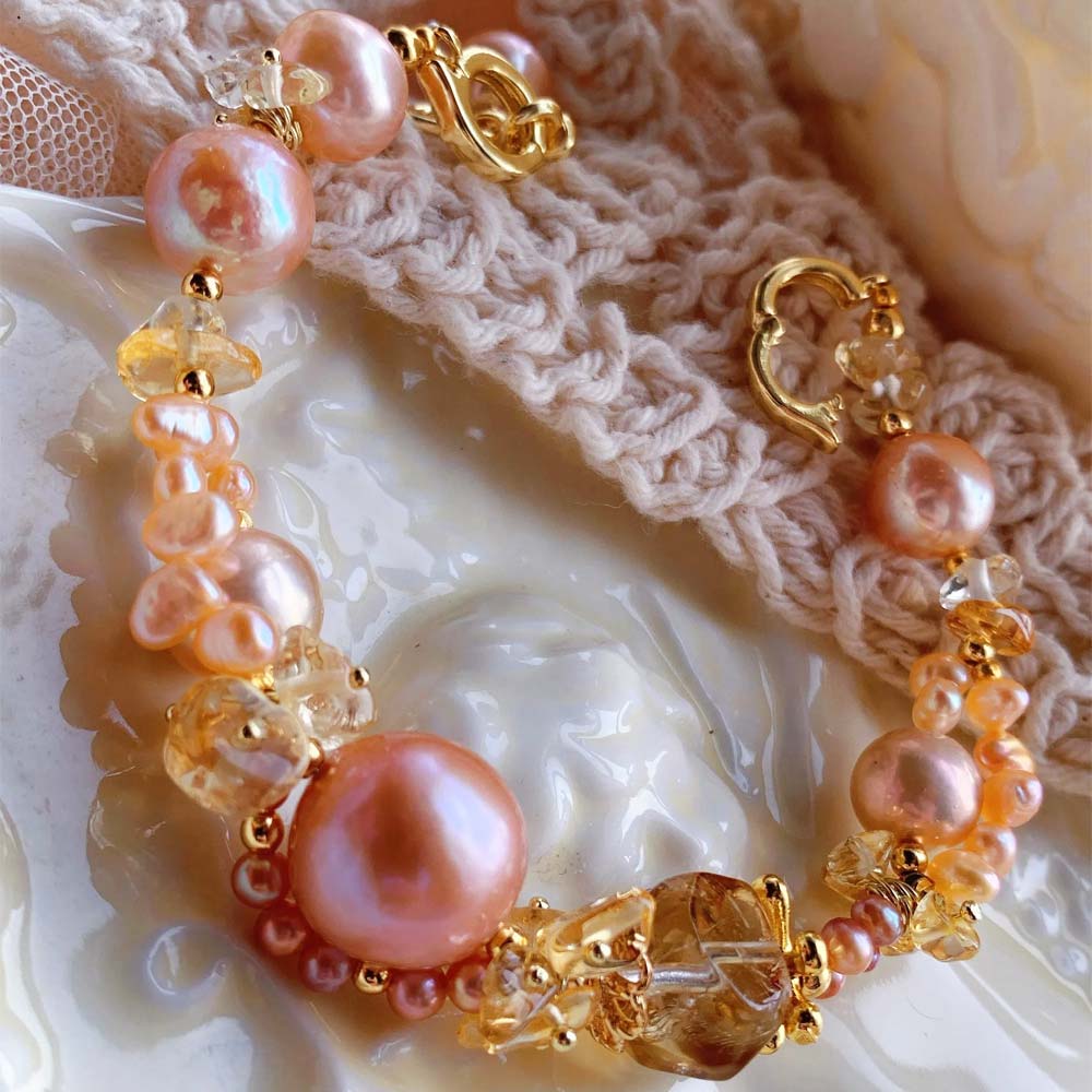 Auroral Dawn Pink Baroque Pearl & Citrine Bracelet (12).jpg