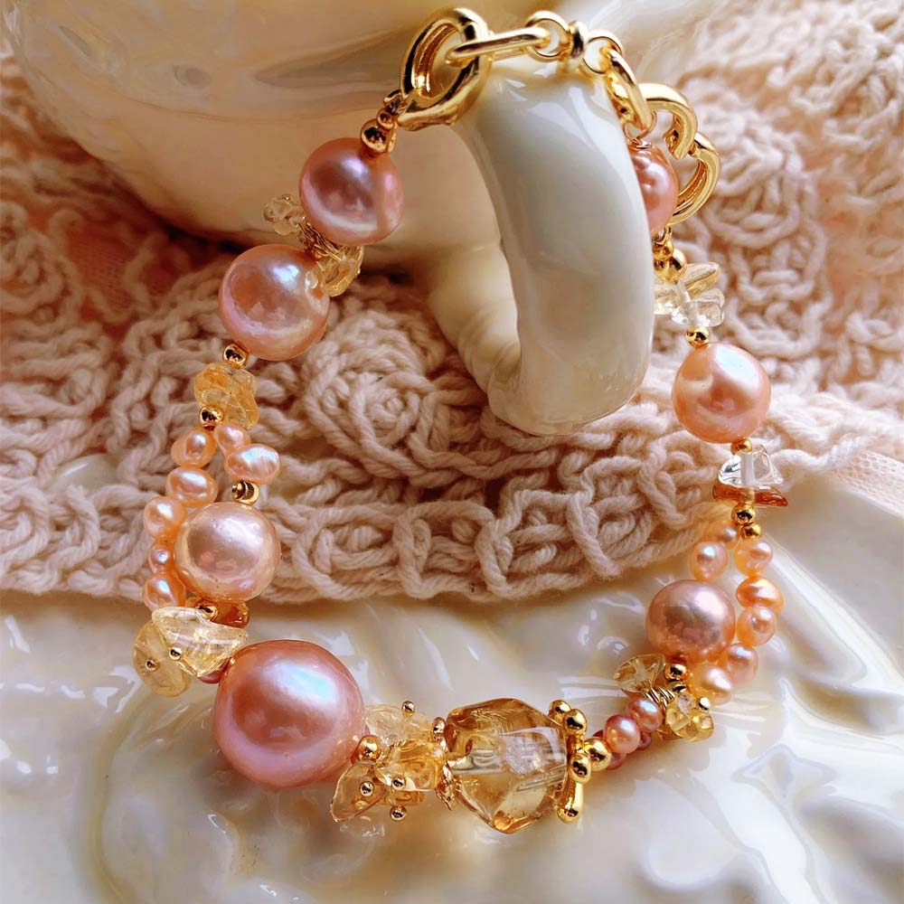Auroral Dawn Pink Baroque Pearl & Citrine Bracelet (13).jpg