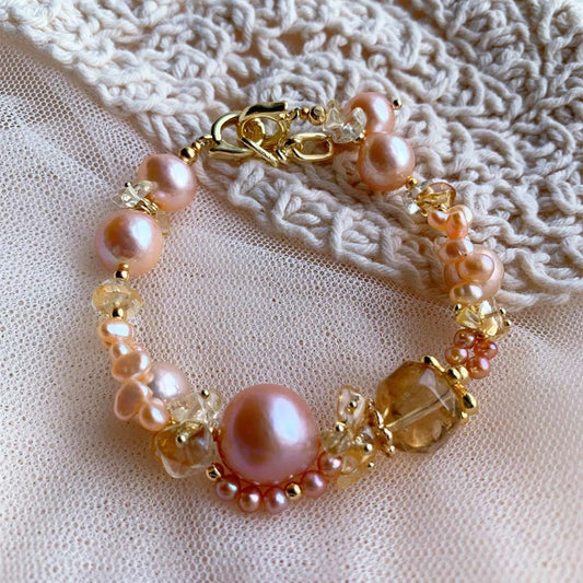 Auroral Dawn Pink Baroque Pearl & Citrine Bracelet (2).jpg