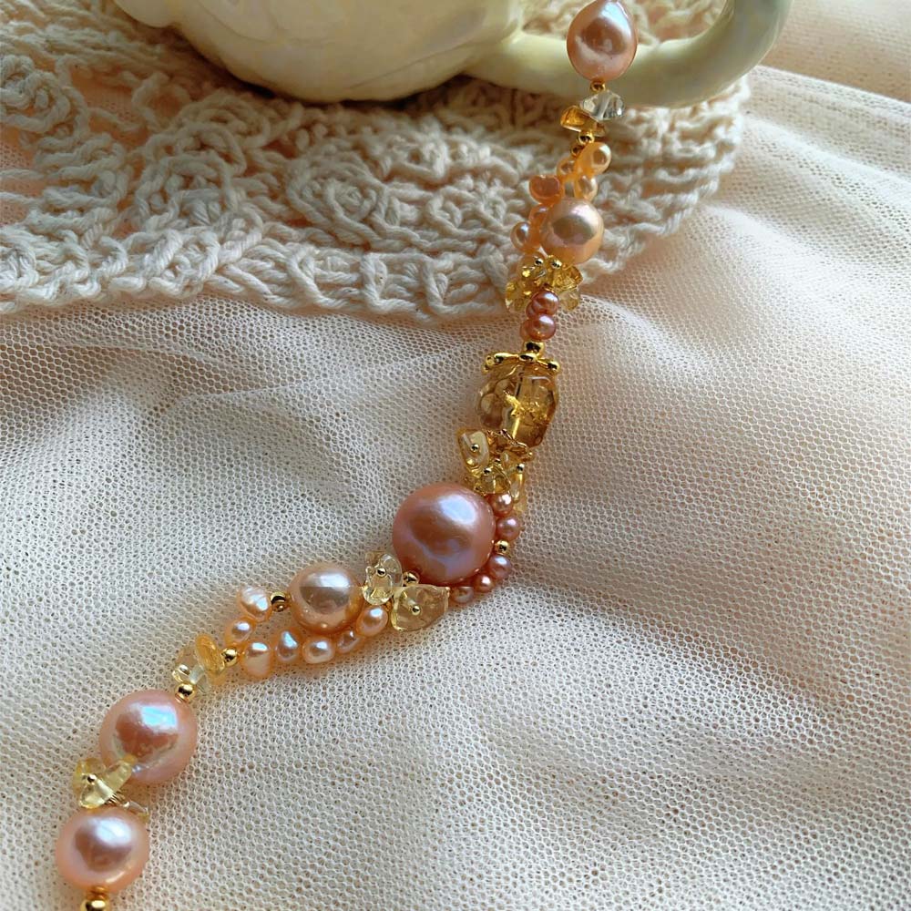 Auroral Dawn Pink Baroque Pearl & Citrine Bracelet (3).jpg