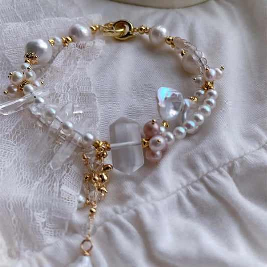 Celestial Dewdrop Natural Baroque Pearl & Clear Quartz Bracelet (1).jpg