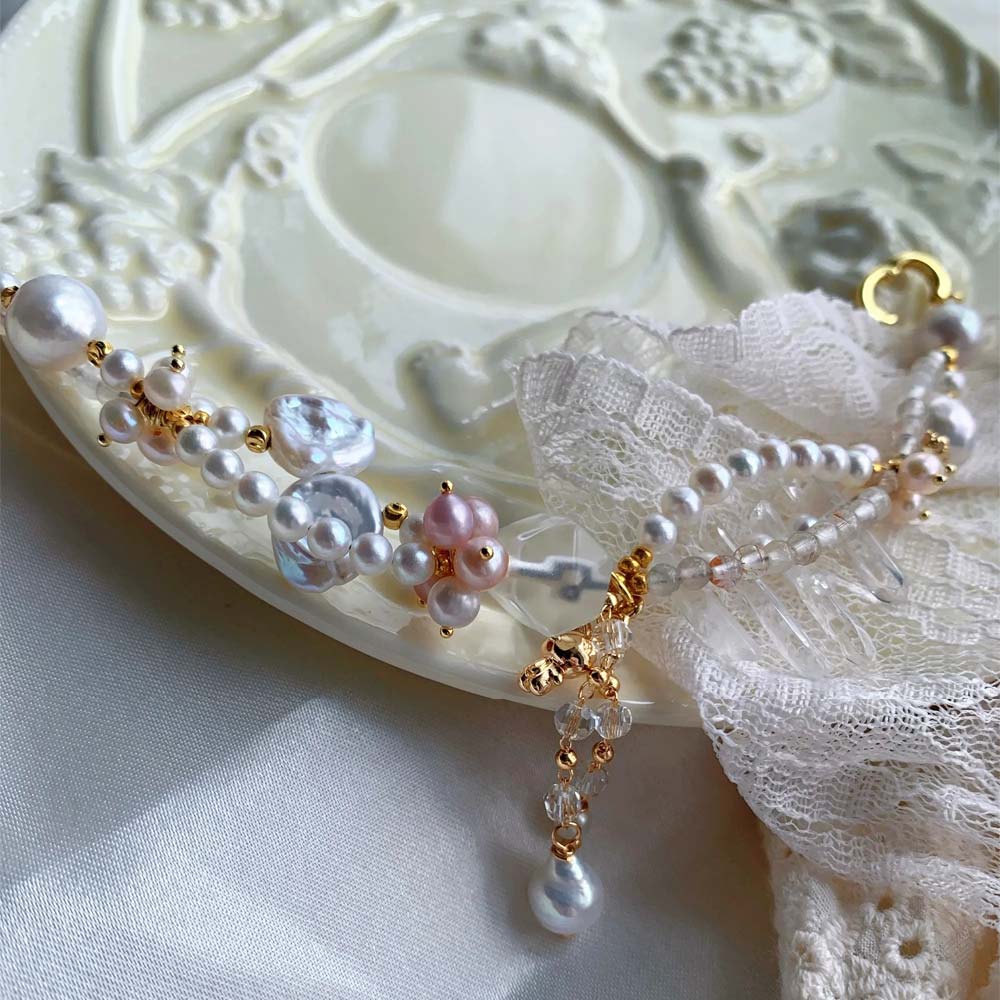 Celestial Dewdrop Natural Baroque Pearl & Clear Quartz Bracelet (3).jpg