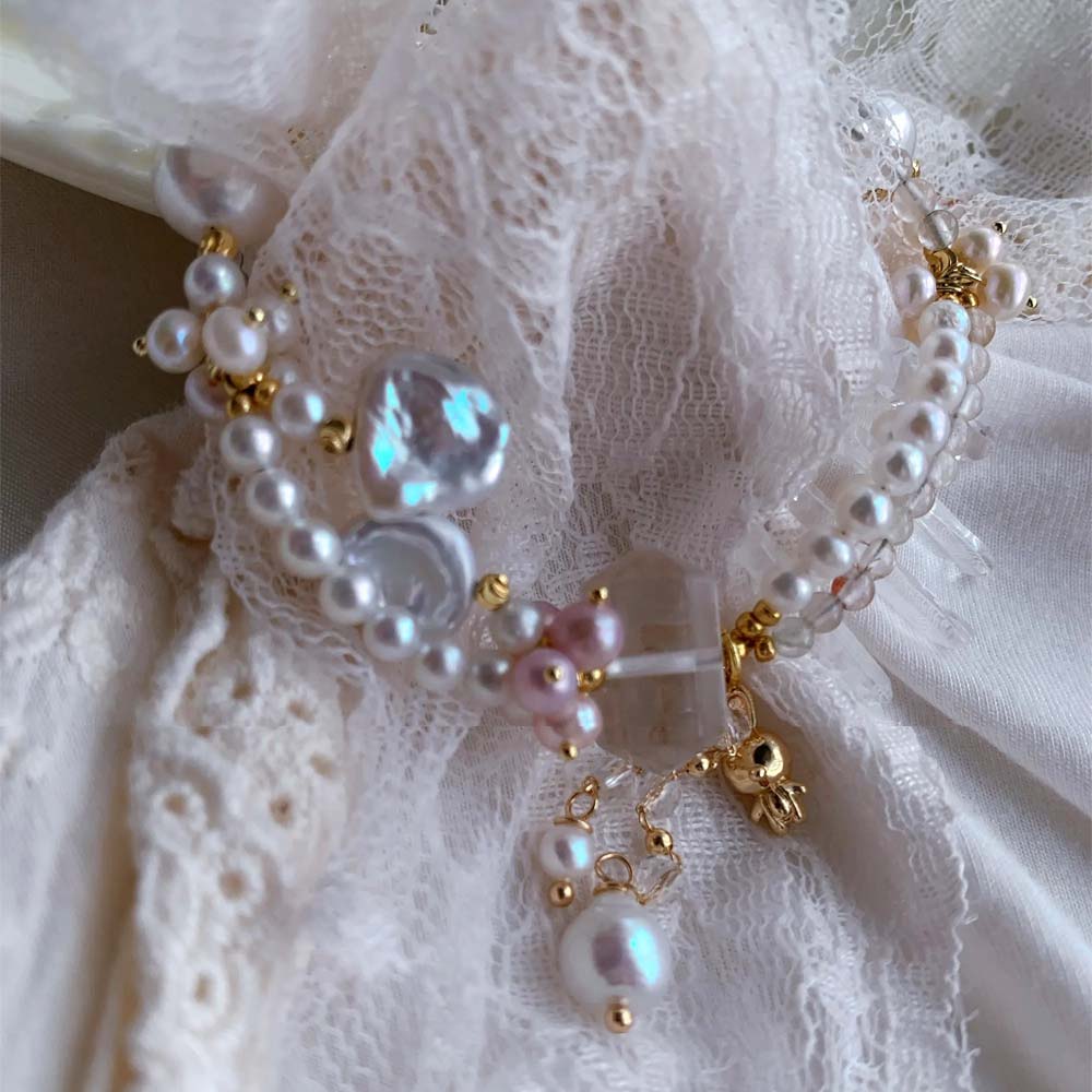 Celestial Dewdrop Natural Baroque Pearl & Clear Quartz Bracelet (4).jpg