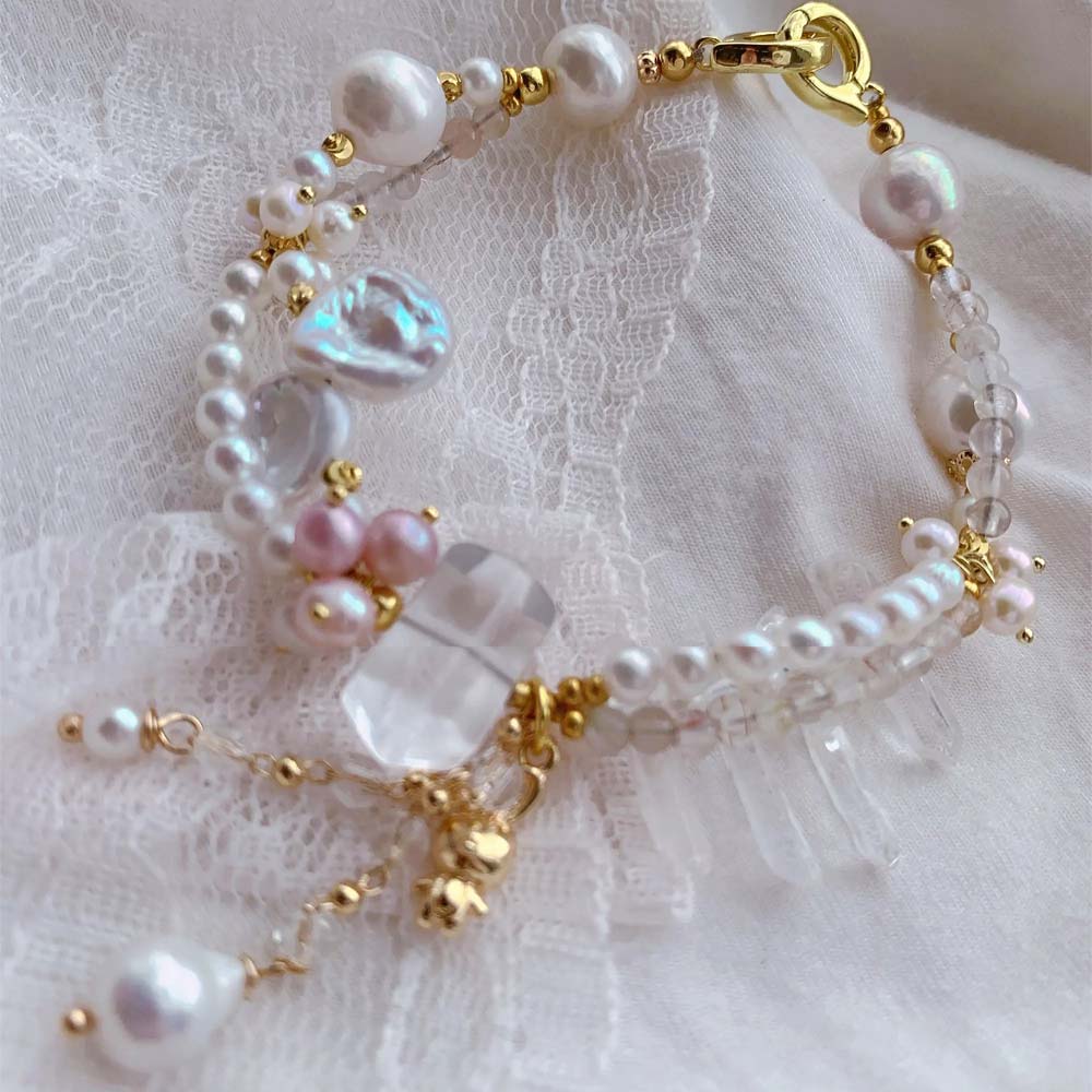 Celestial Dewdrop Natural Baroque Pearl & Clear Quartz Bracelet (5).jpg