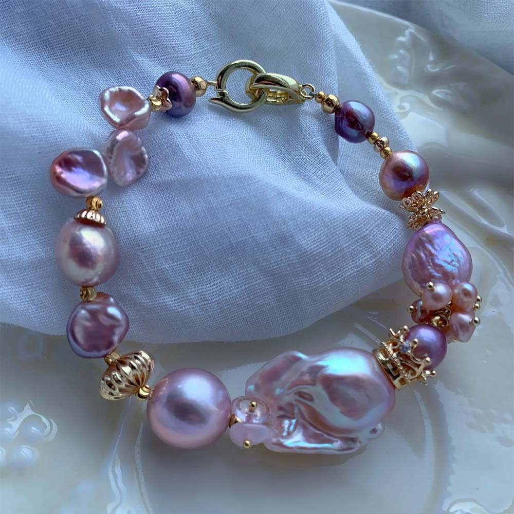 Elara Pink Purple Baroque Pearl Bracelet (4).jpg