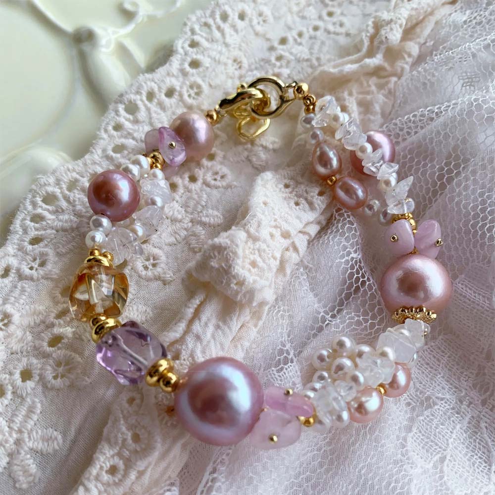 Lavender Whisper Natural Pink Baroque Pearl & Amethyst Bracelet (1).jpg