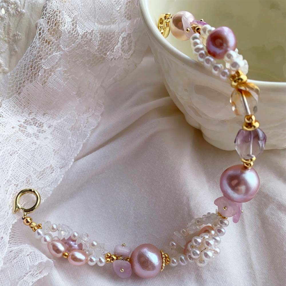 Lavender Whisper Natural Pink Baroque Pearl & Amethyst Bracelet (10).jpg