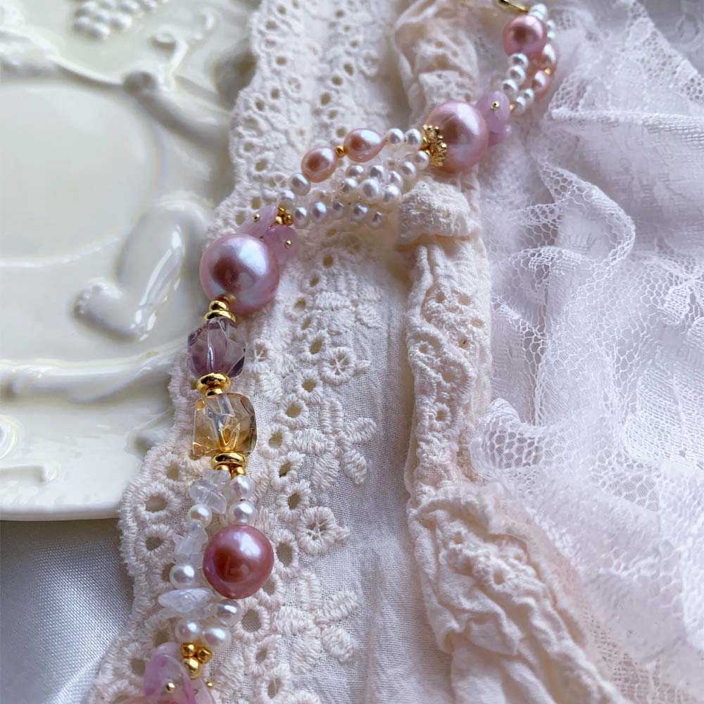 Lavender Whisper Natural Pink Baroque Pearl & Amethyst Bracelet (2).jpg