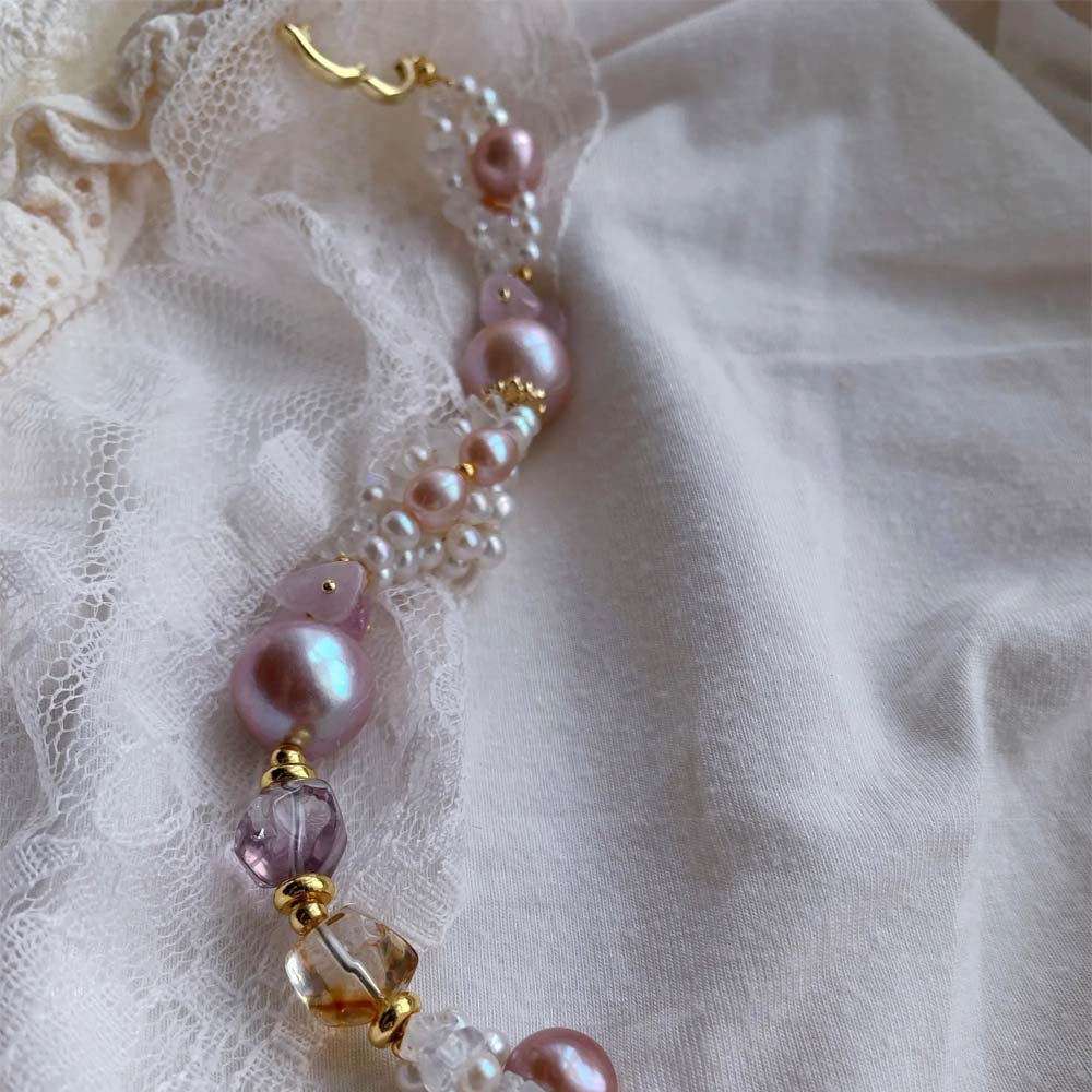 Lavender Whisper Natural Pink Baroque Pearl & Amethyst Bracelet (3).jpg