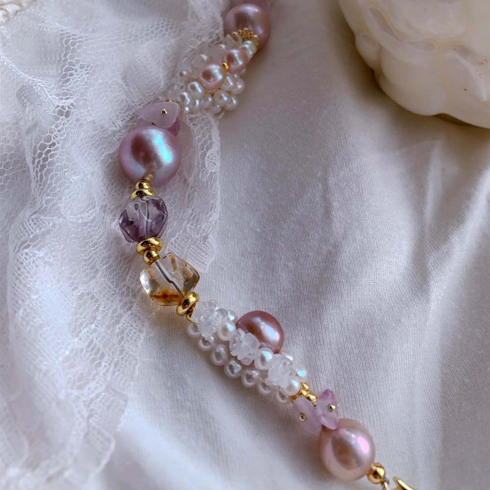 Lavender Whisper Natural Pink Baroque Pearl & Amethyst Bracelet (4).jpg