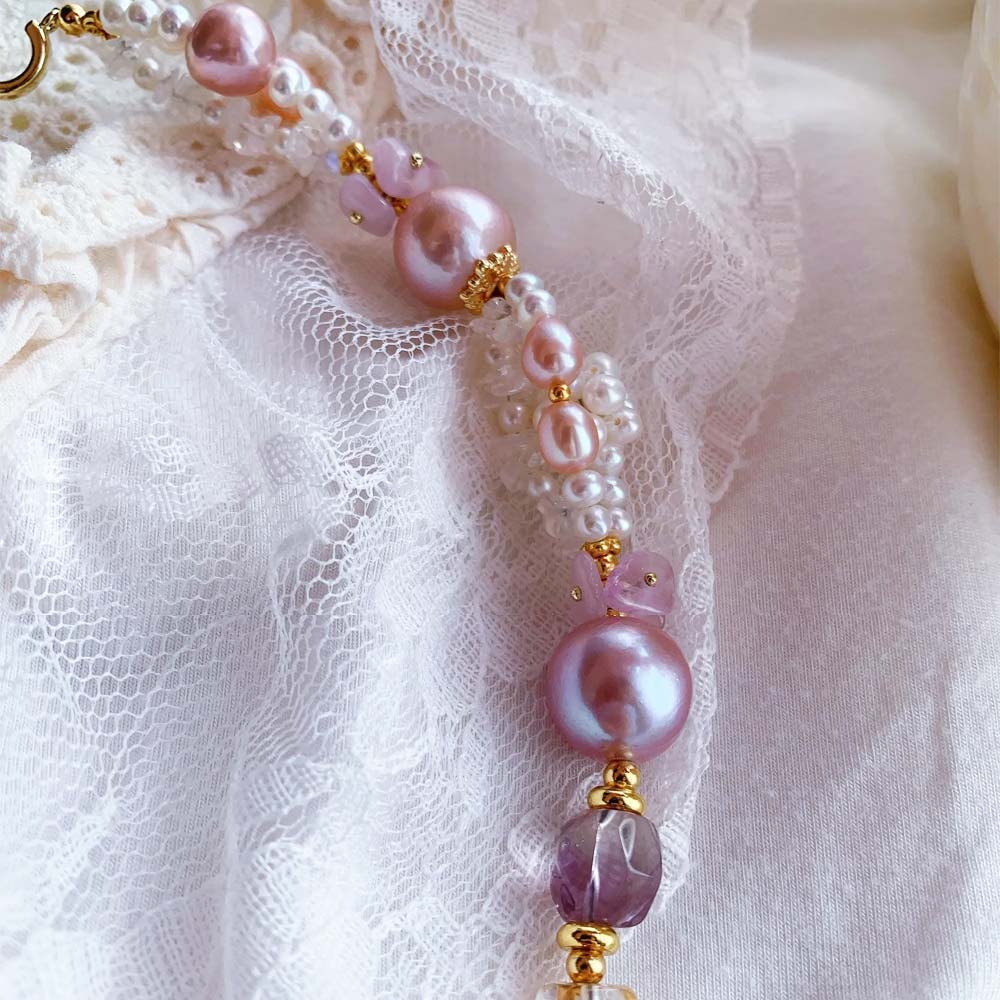 Lavender Whisper Natural Pink Baroque Pearl & Amethyst Bracelet (6).jpg