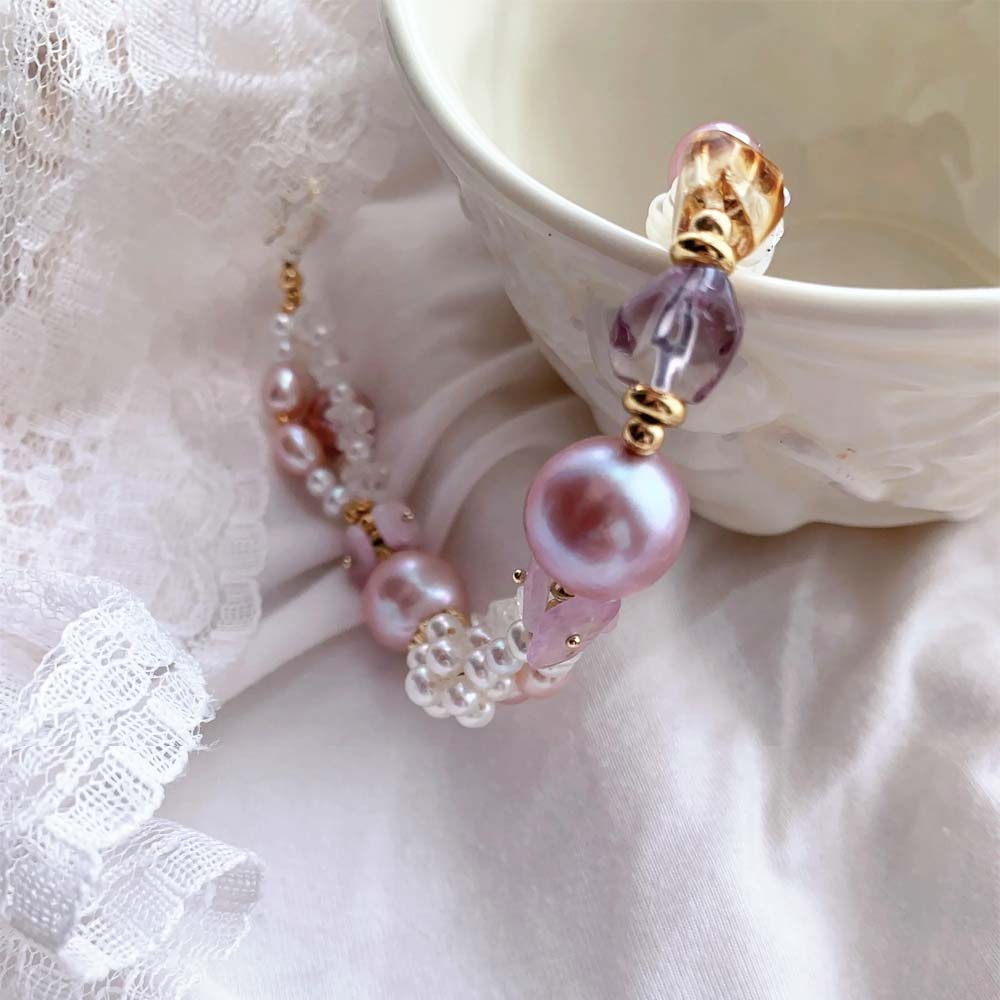 Lavender Whisper Natural Pink Baroque Pearl & Amethyst Bracelet (8).jpg
