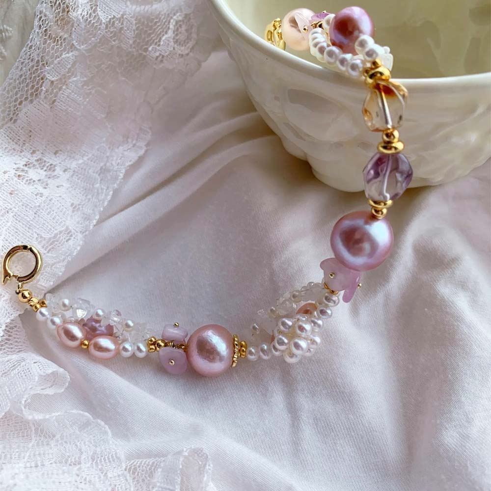 Lavender Whisper Natural Pink Baroque Pearl & Amethyst Bracelet (9).jpg