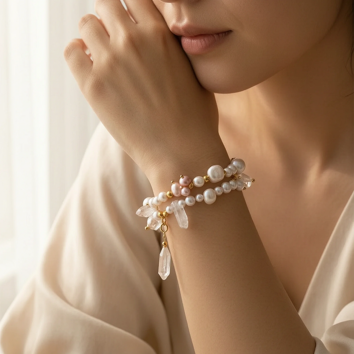 What Makes Baroque Pearls Unique? A LiraGee Guide featuring freshwater baroque pearls in a refined jewelry lifestyle scene